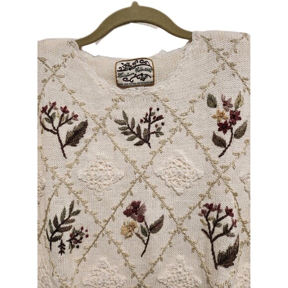 Vintage 90s Heirloom Collectibles Floral Embroidered Sweater Size Medium - Picture 2 of 9
